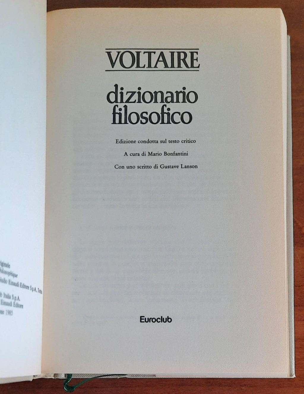 Dizionario filosofico - Euroclub - Libreria Biellese