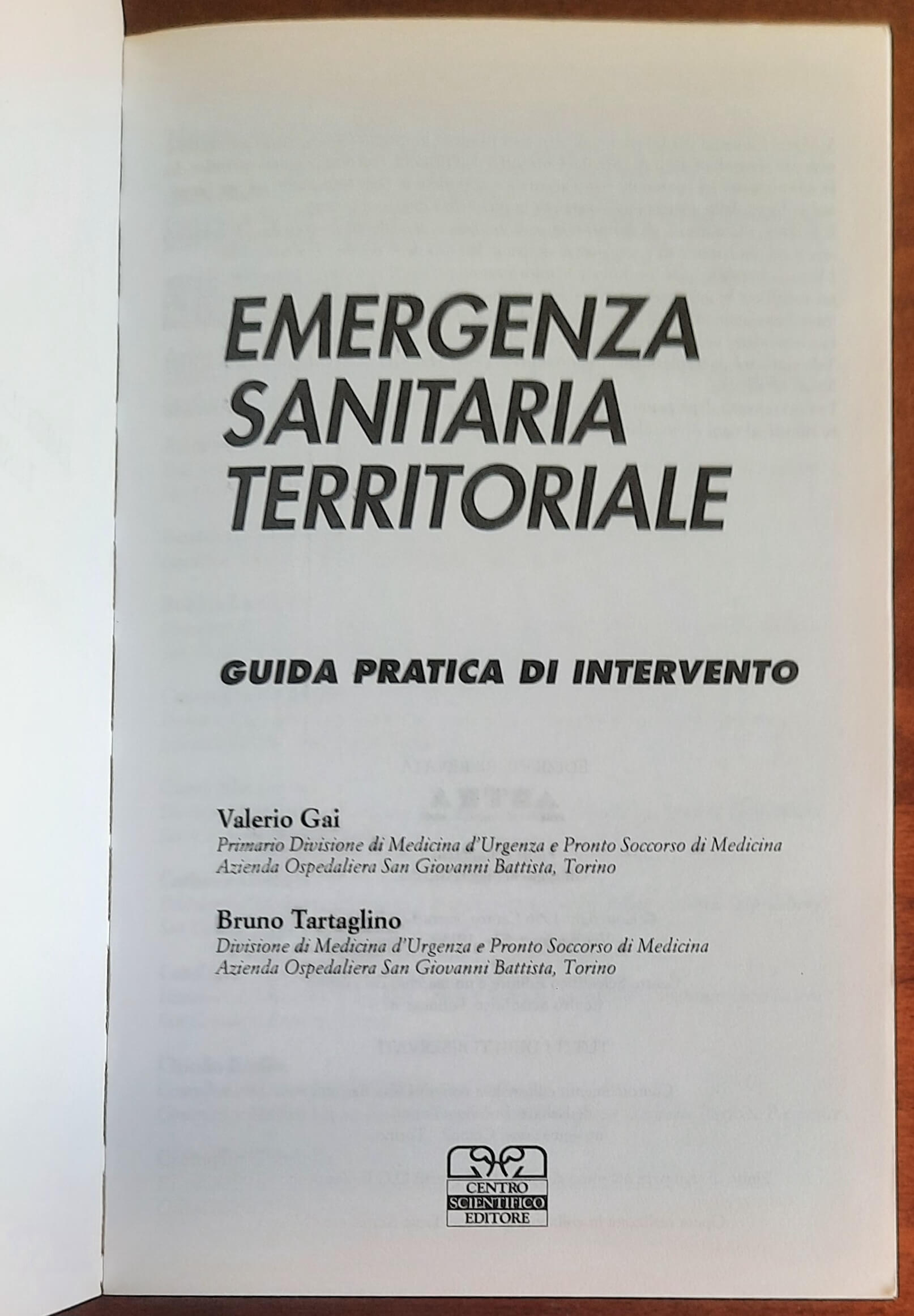 Emergenza sanitaria territoriale. Guida pratica di intervento  - Centro Scientifico Editore