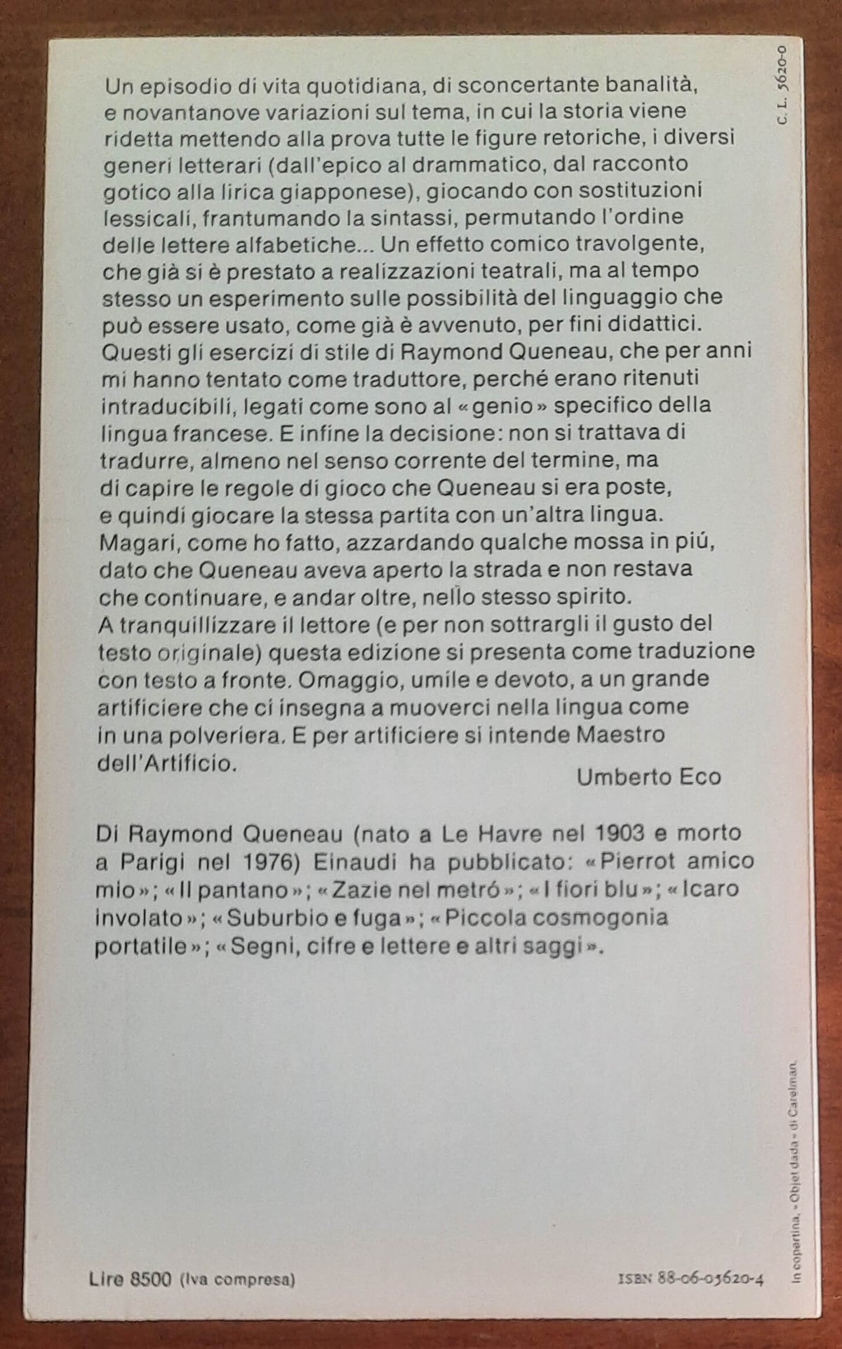 Esercizi di stile - di Raymond Queneau - Einaudi