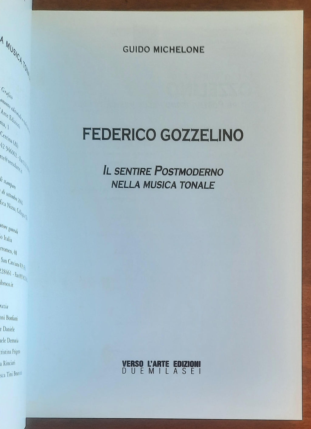 Federico Gozzelino. Il sentire postmoderno nella musica tonale - Verso l'Arte