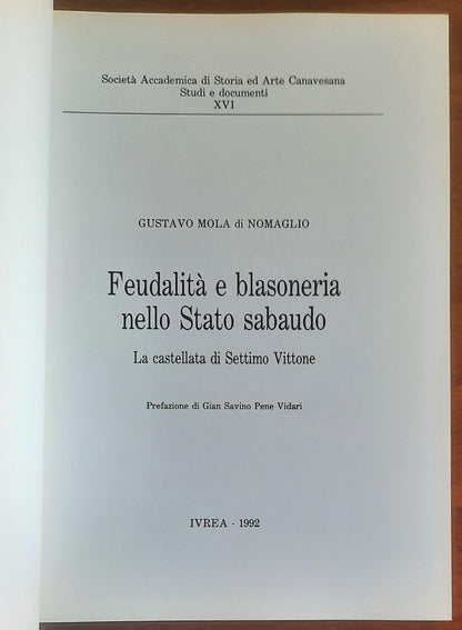 Feudalità e blasoneria nello Stato sabaudo. La castellata di Settimo Vittone