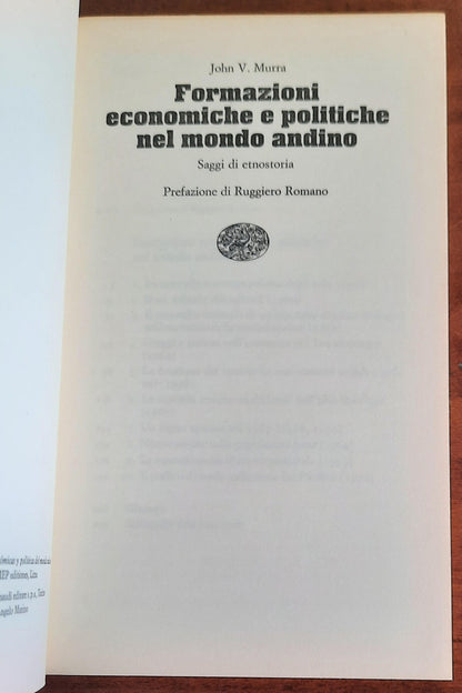 Formazioni economiche e politiche nel mondo andino. Saggi di etnostoria