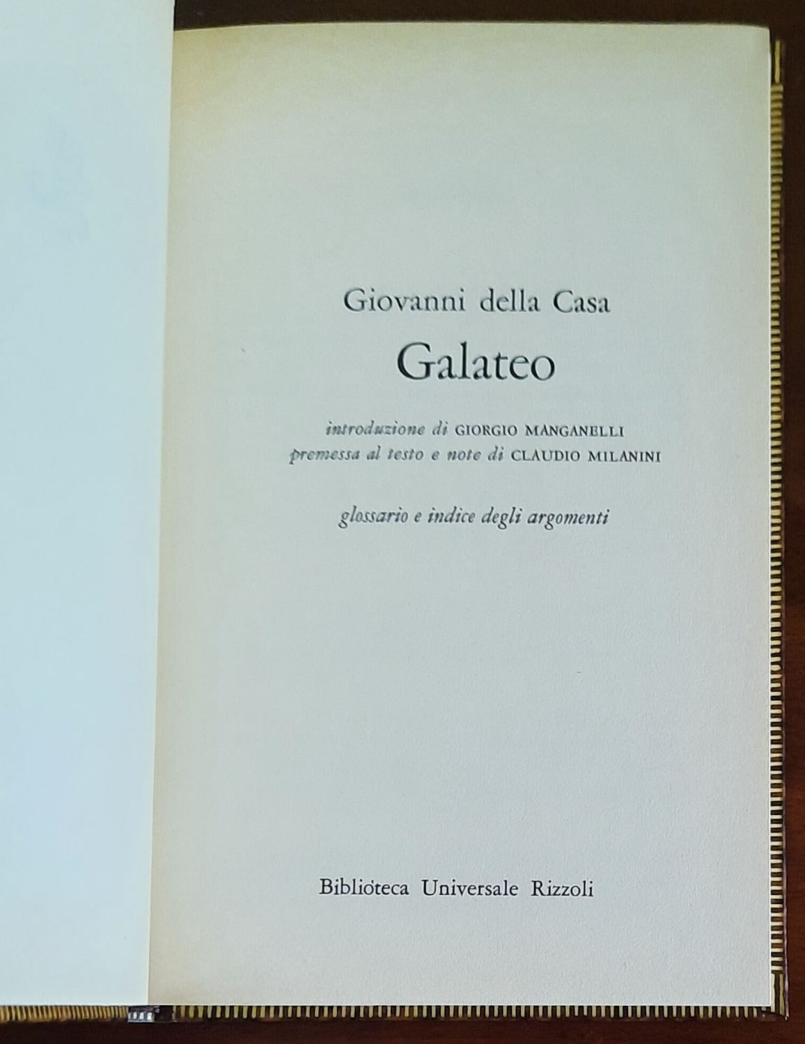 Galateo - di Giovanni della Casa - B.U.R. - 1980