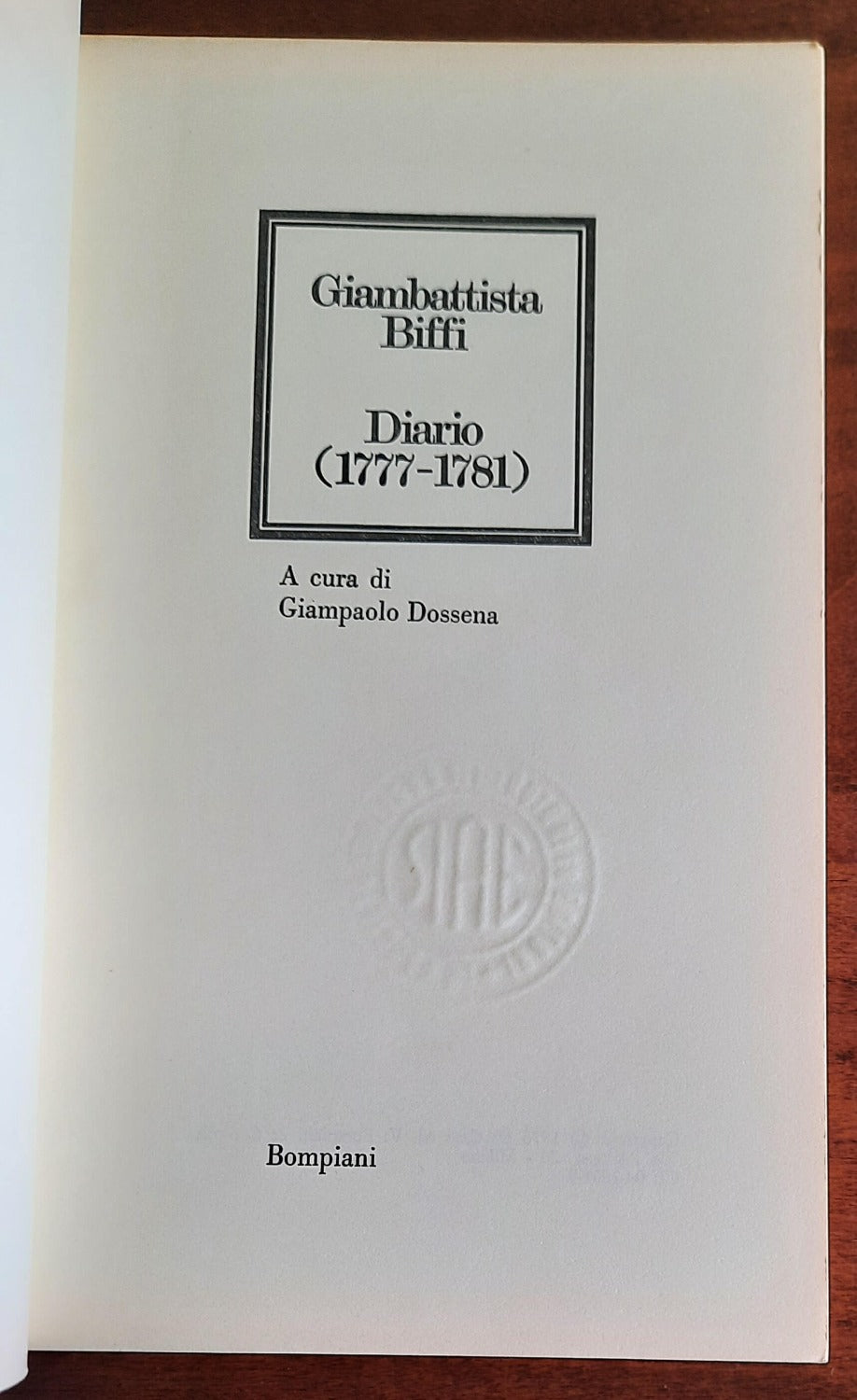 Giambattista Biffi. Diario ( 1777 - 1781 )