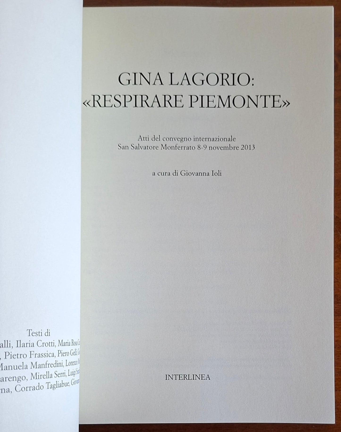 Gina Lagorio «Respirare Piemonte». Atti del convegno internazionale