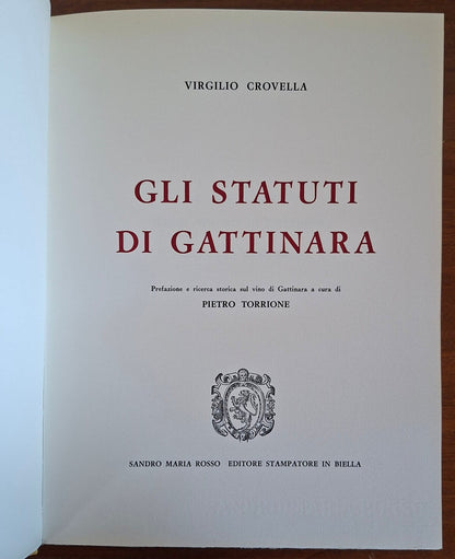 Gli statuti di Gattinara - Virglio Crovella - Sandro Maria Rosso Editore