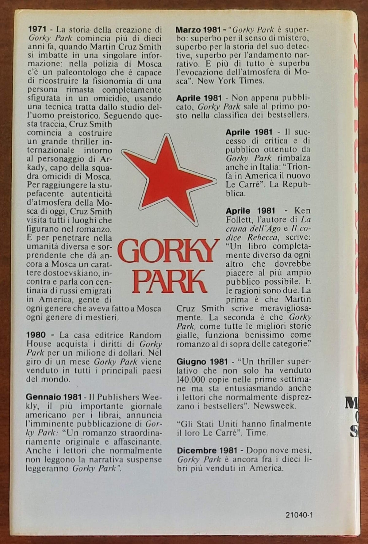 Gorky Park - di Martin Cruz Smith - Mondadori
