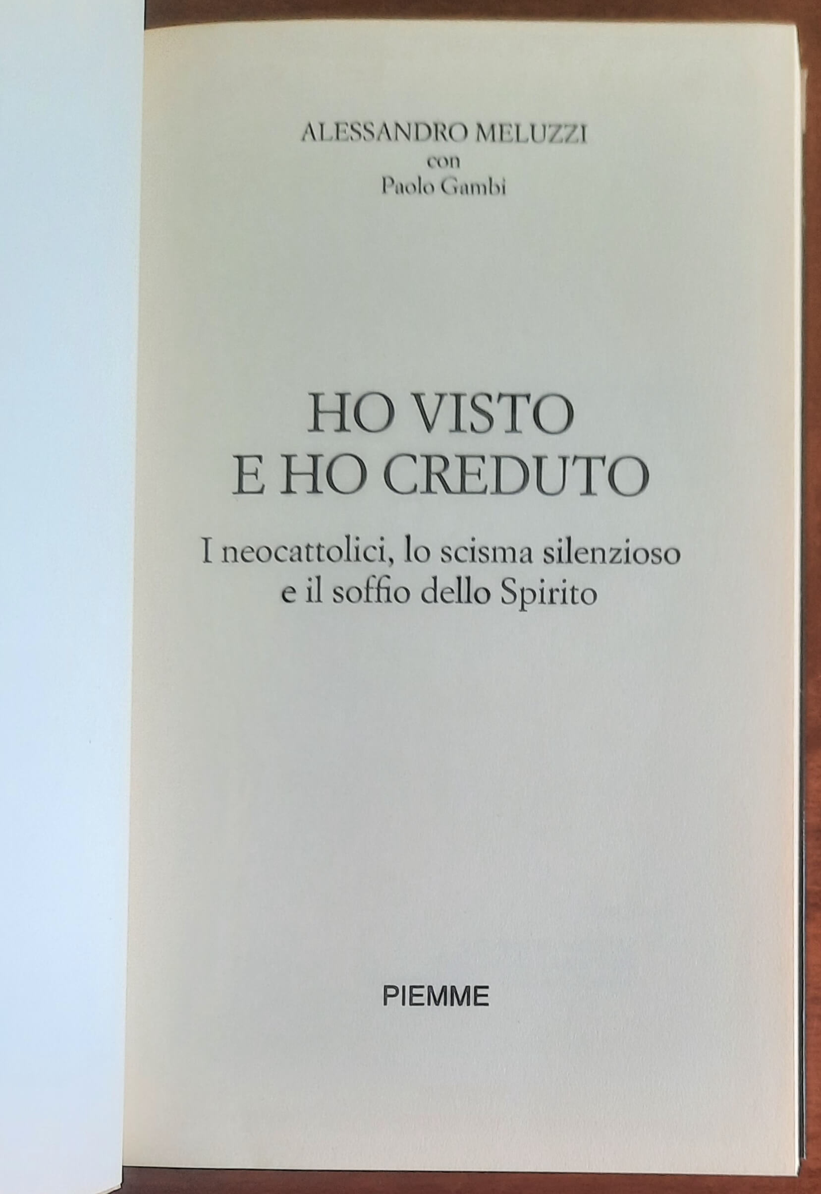 Ho visto e ho creduto. I cattolici, lo scisma silenzioso e il soffio dello Spirito