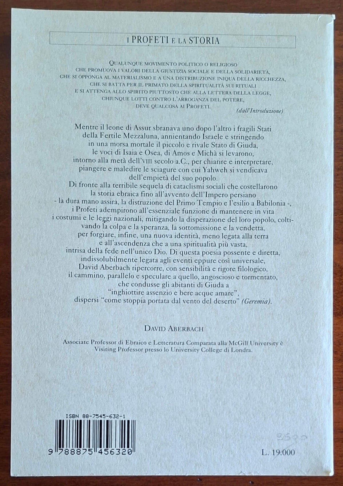 I Profeti e la Storia. Il tema dell'Imperialismo nello sviluppo della cultura ebraica 750-500 a.C.