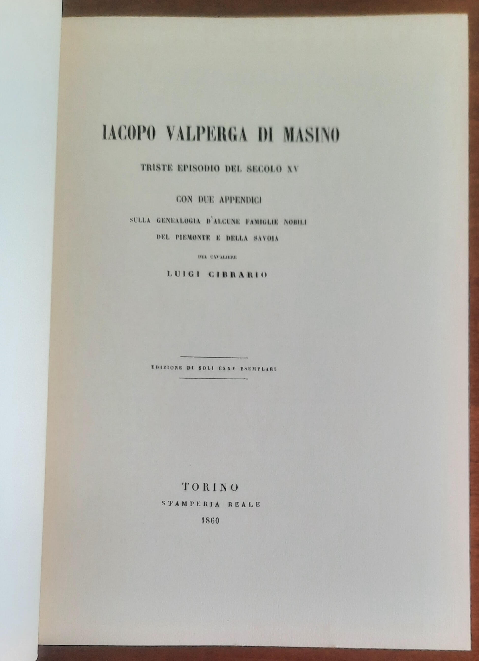 Iacopo Valperga di Masino. Triste episodio del secolo XV