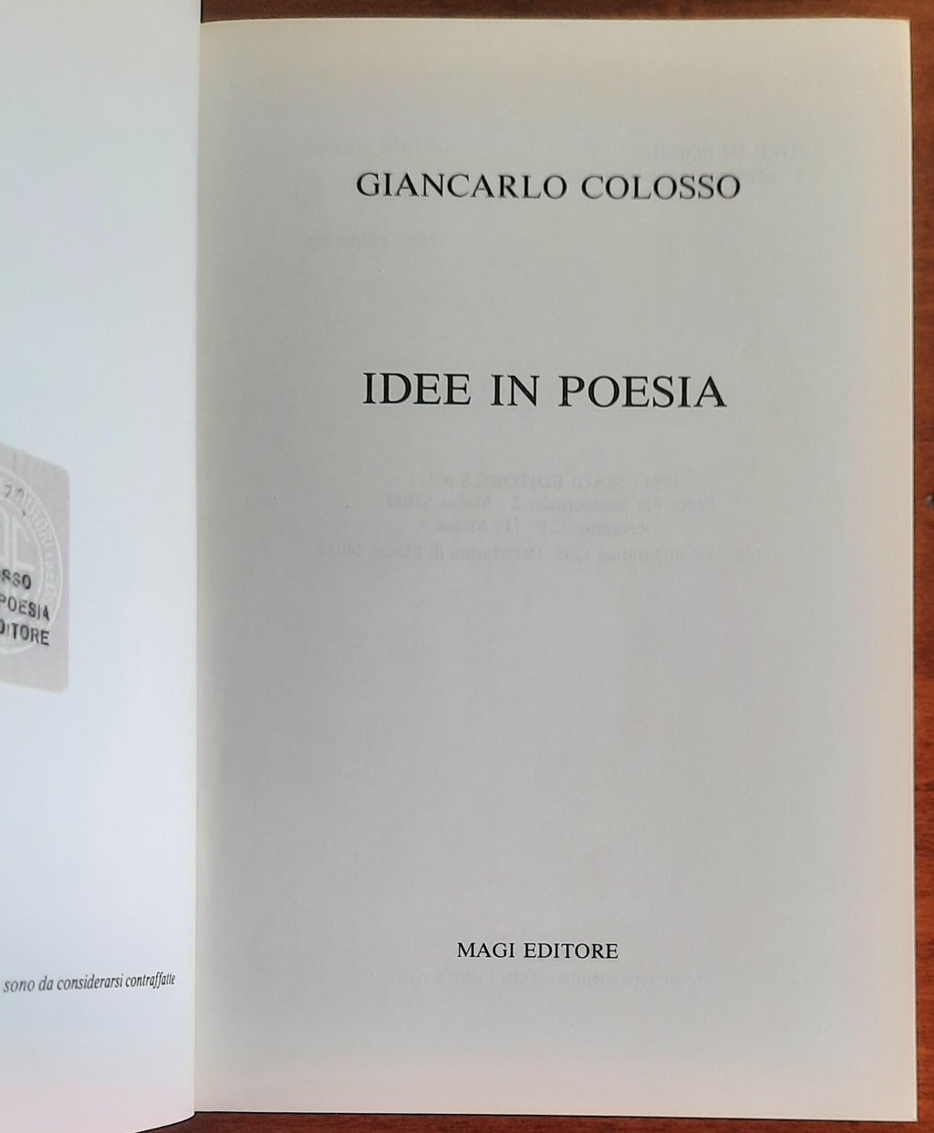 Idee in poesia - Giancarlo Colosso - Magi Editore
