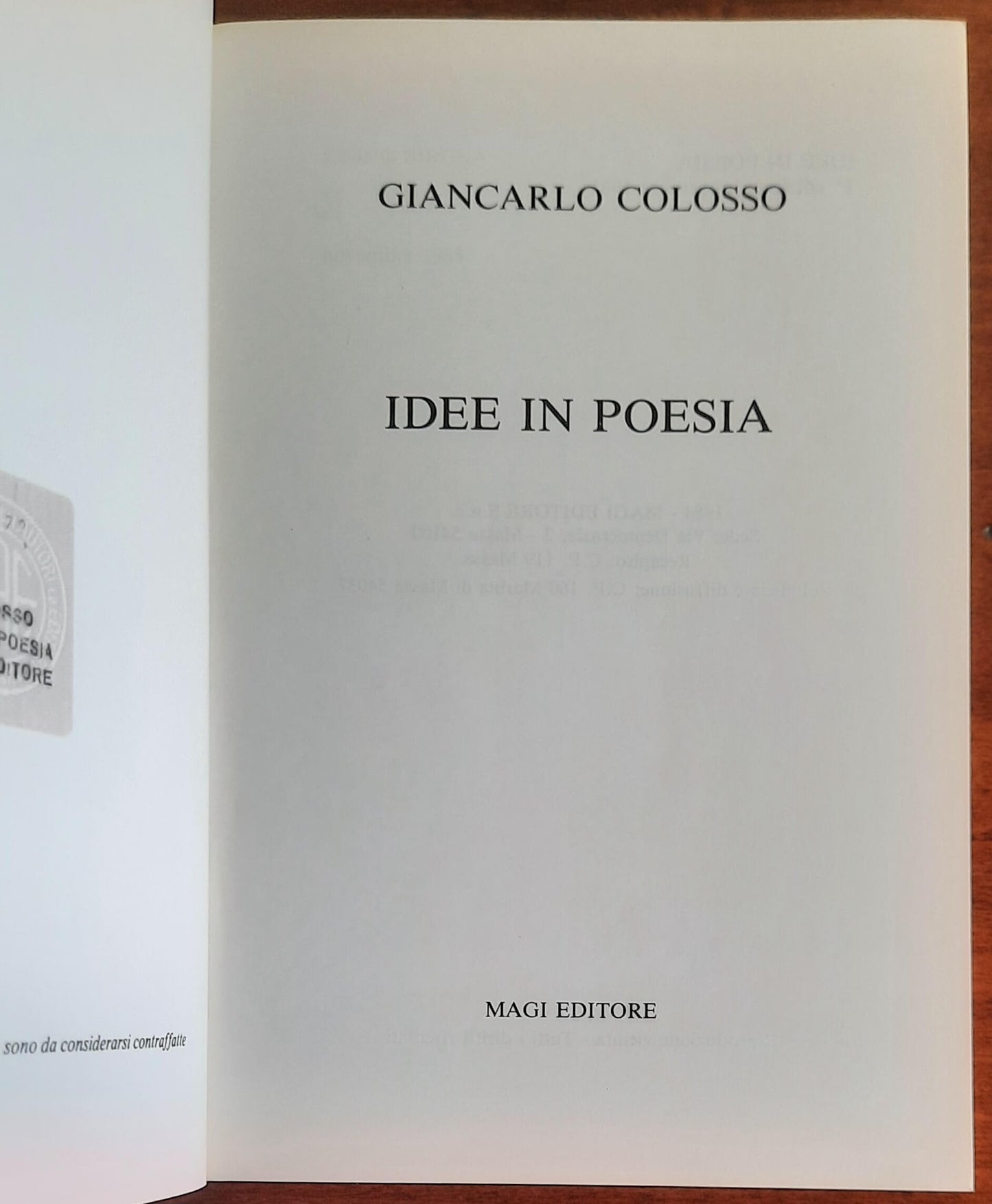 Idee in poesia - Giancarlo Colosso - Magi Editore