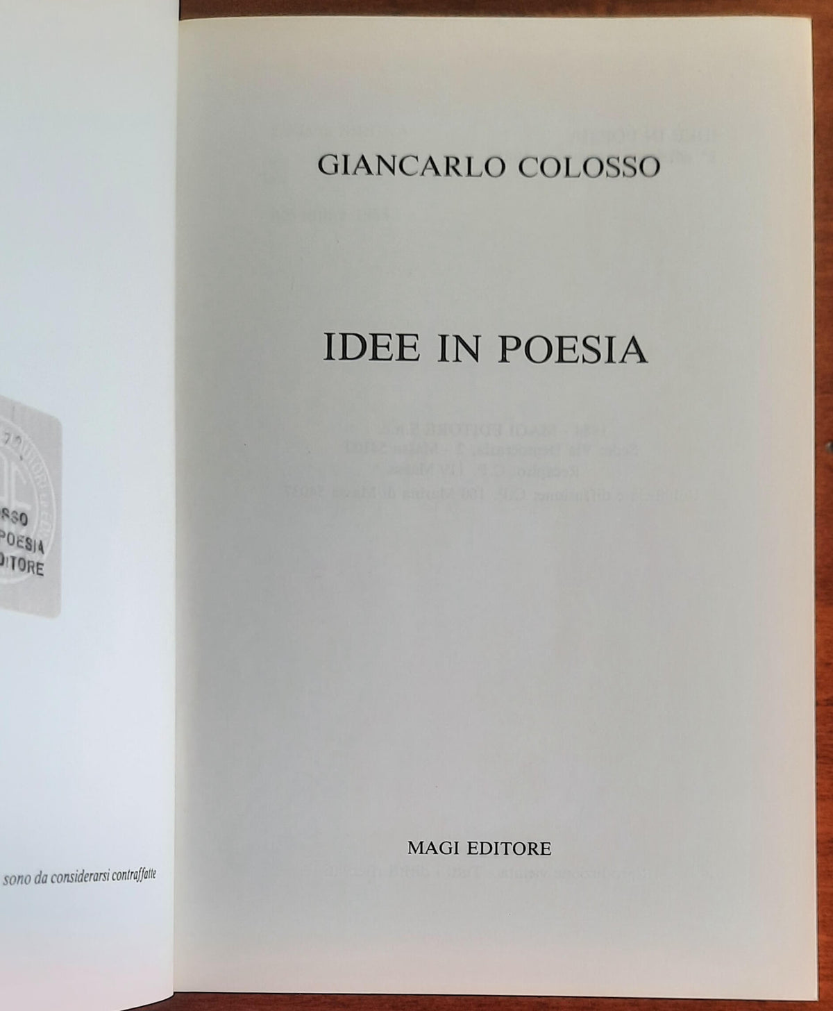 Idee in poesia - Giancarlo Colosso - Magi Editore