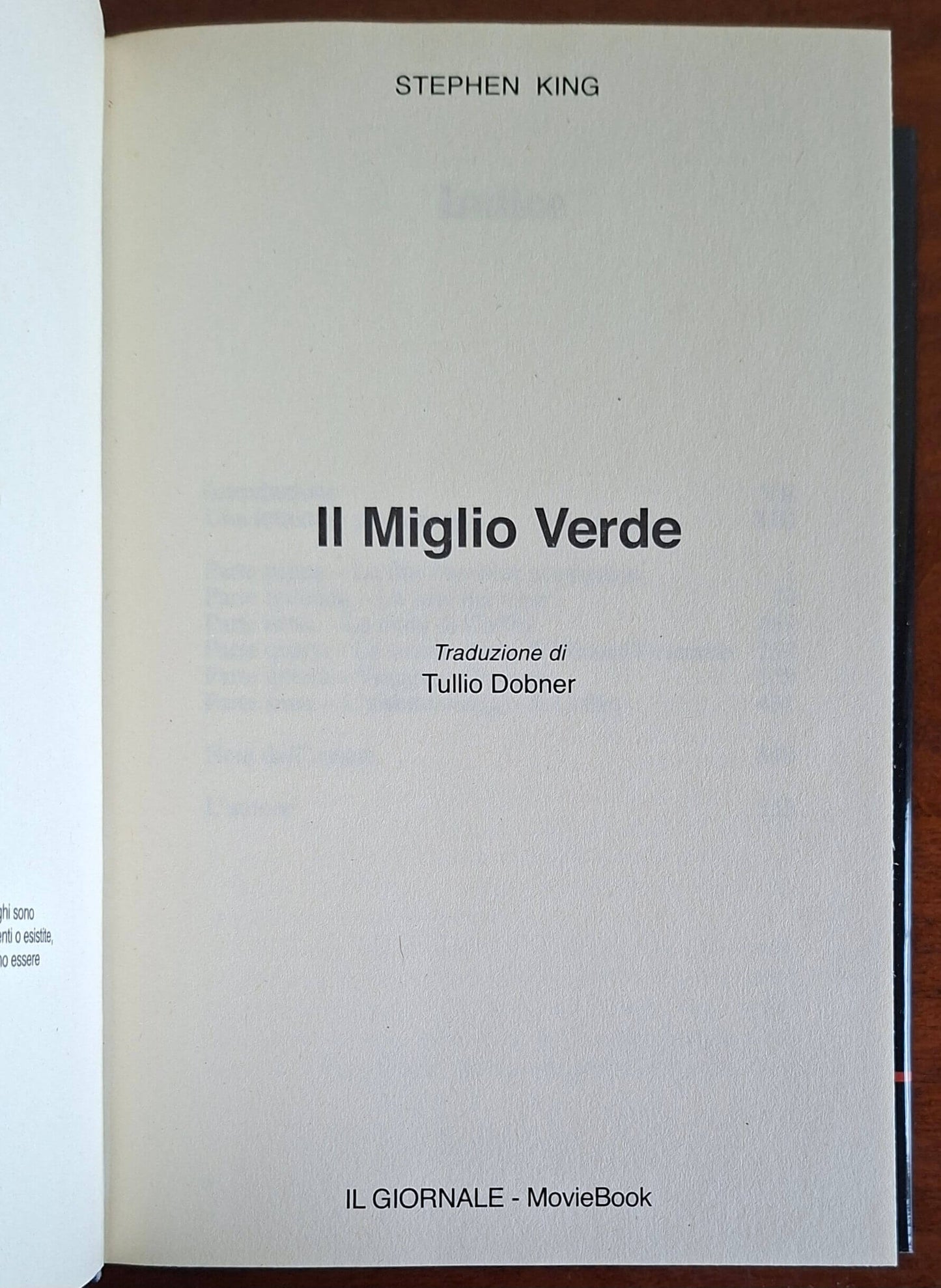 Il Miglio Verde - Stephen King - Il Giornale (MovieBook)