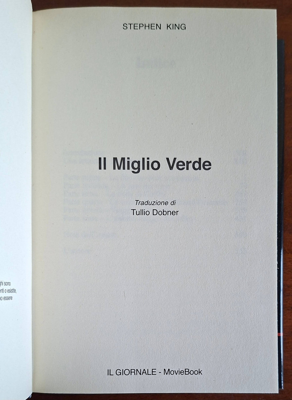 Il Miglio Verde - Stephen King - Il Giornale (MovieBook)