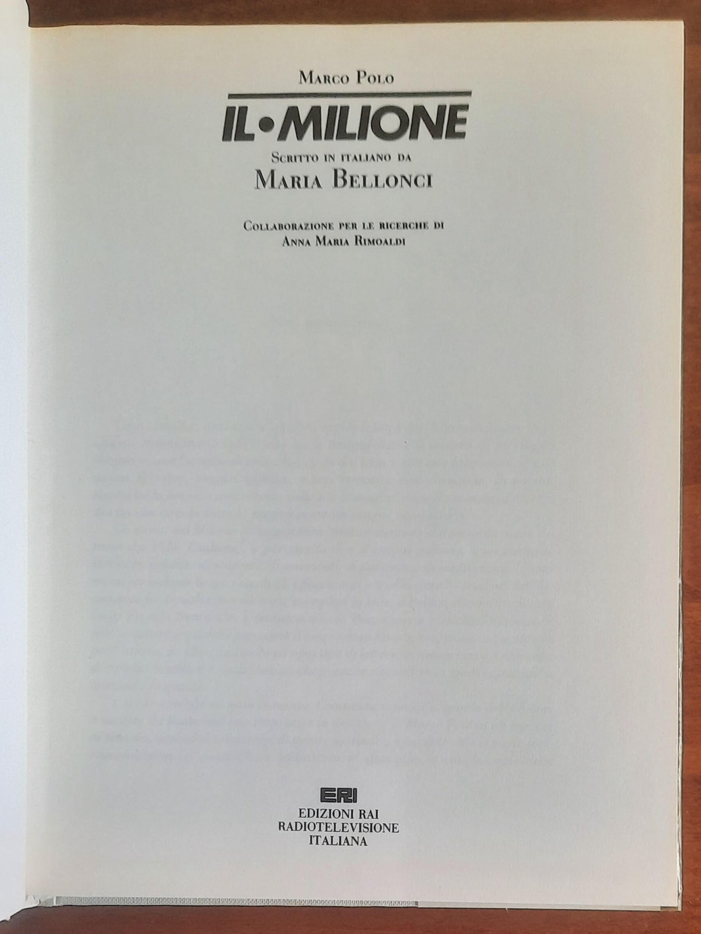 Il Milione - di Marco Polo (A Cura Di Maria Bellonci) - Rai Eri