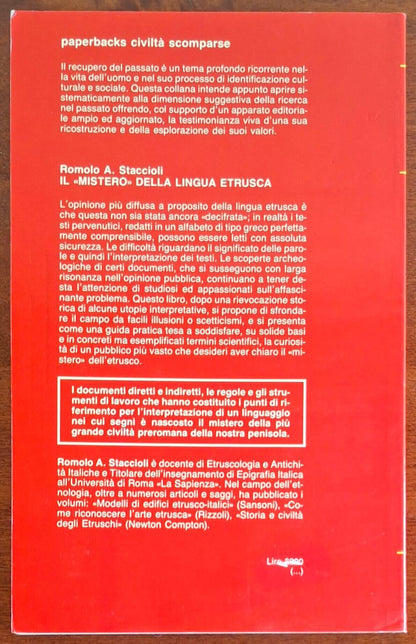 Il «mistero» della lingua etrusca. Avventure ed enigmi d'una «decifrazione»