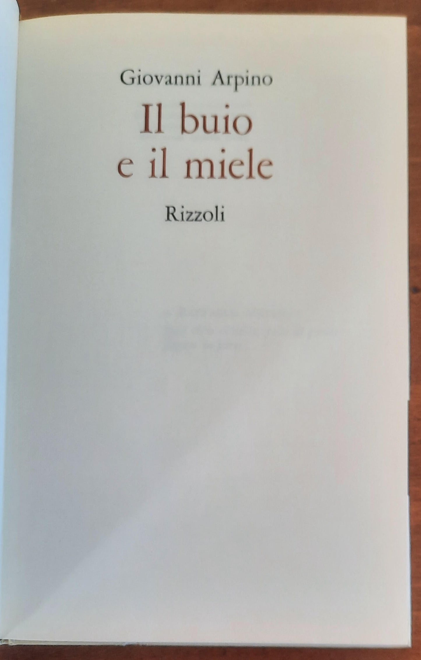 Il buio e il miele - di Giovanni Arpino - Rizzoli