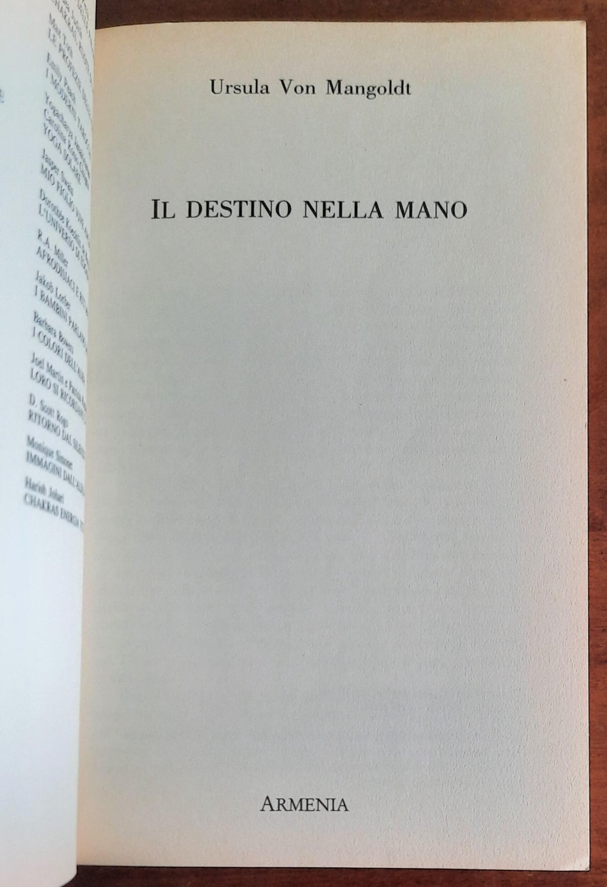 Il destino nella mano - di Ursula Von Mangoldt