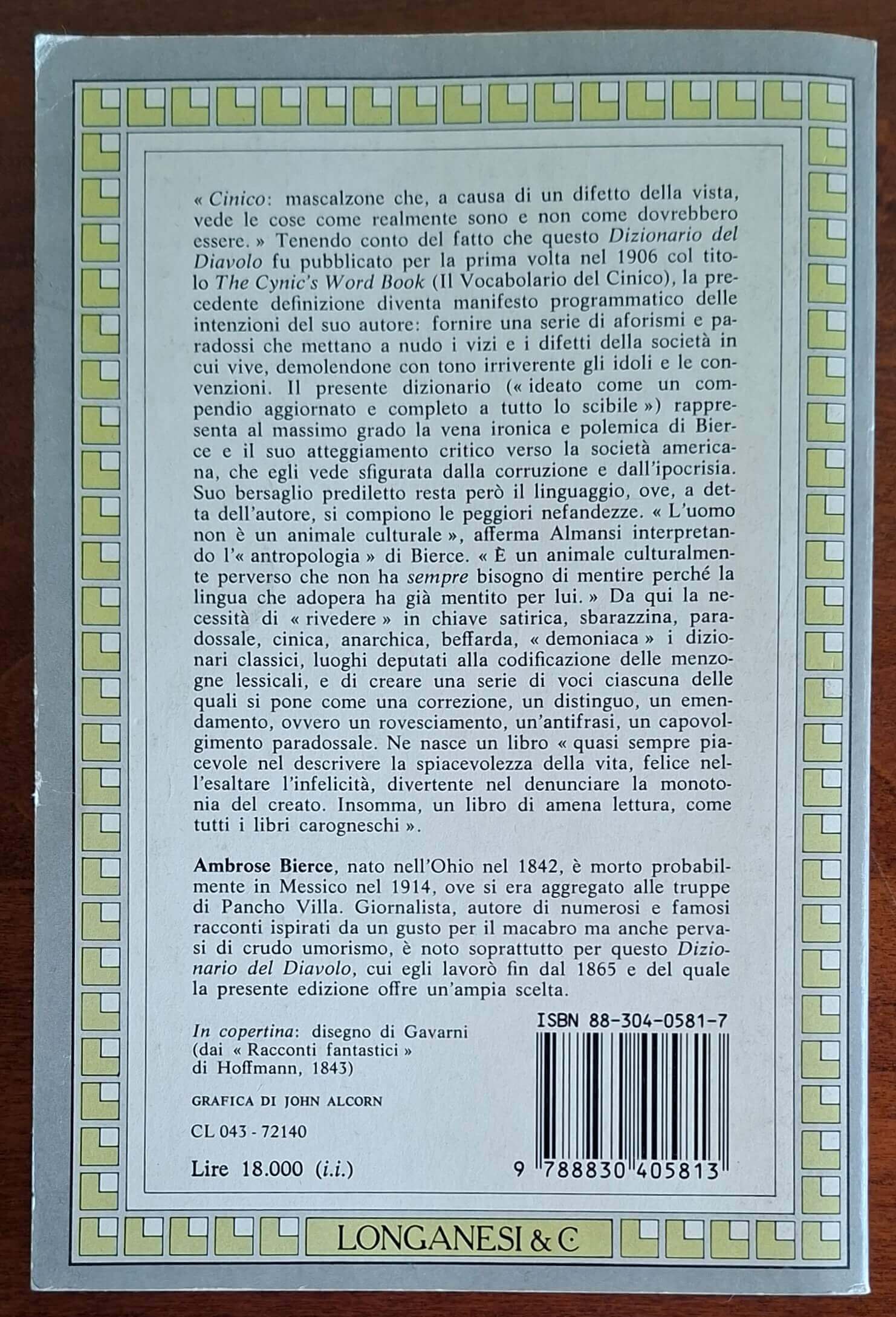 Il dizionario del diavolo - Ambrose Bierce - Longanesi