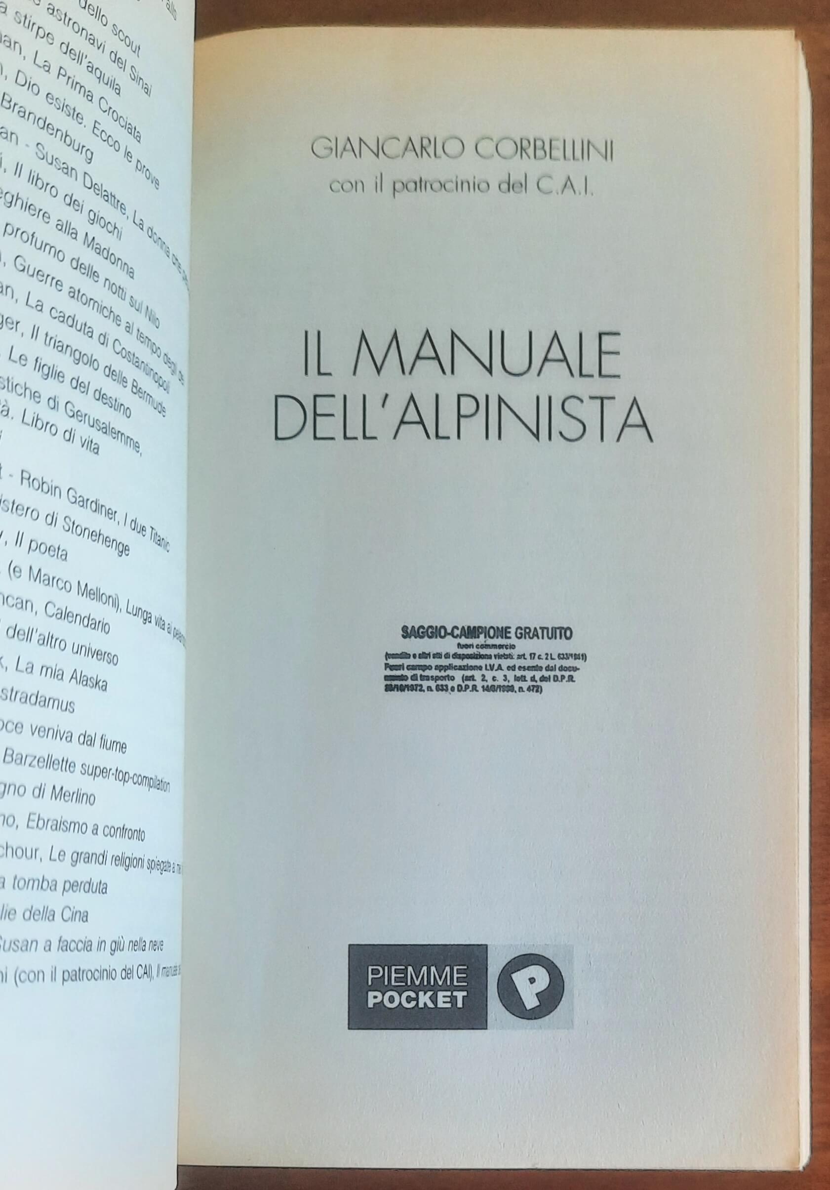 Il manuale dell’alpinista - Giancarlo Corbellini - Piemme