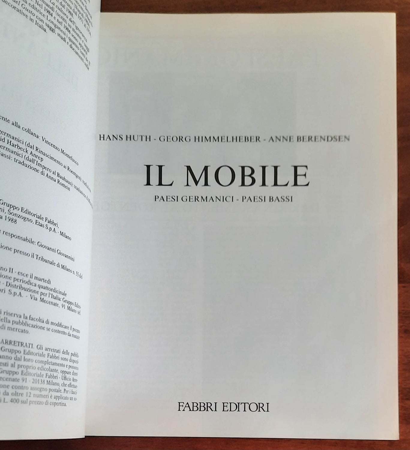 Il mobile. Paesi Germanici e Paesi Bassi - Fabbri Editori - 1989