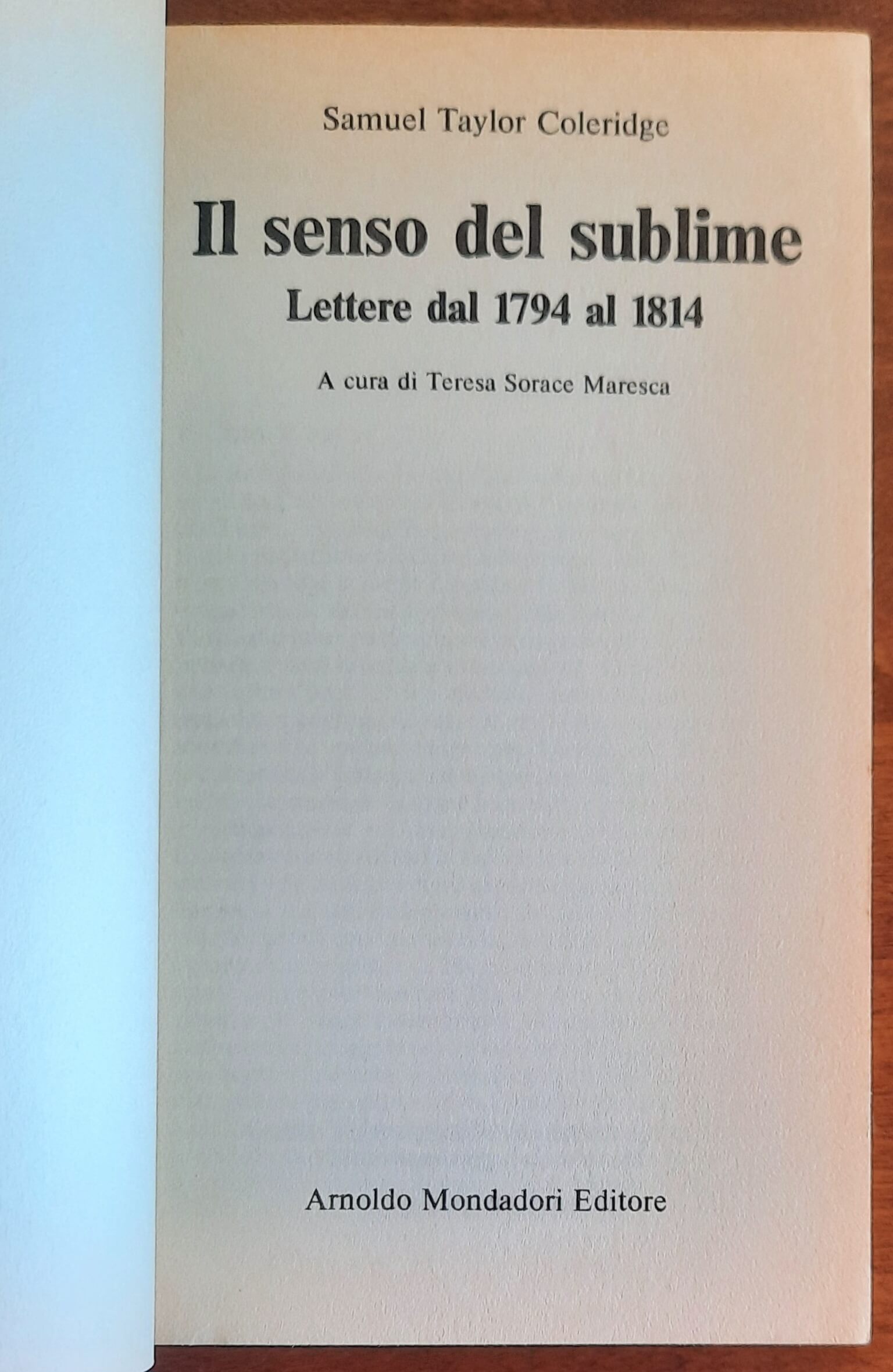 Il senso del sublime. Lettere dal 1794 al 1814 - Samuel Taylor Coleridge