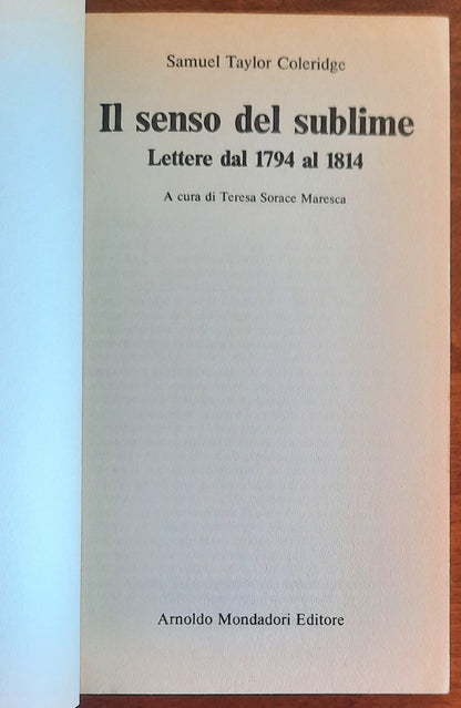 Il senso del sublime. Lettere dal 1794 al 1814 - Samuel Taylor Coleridge