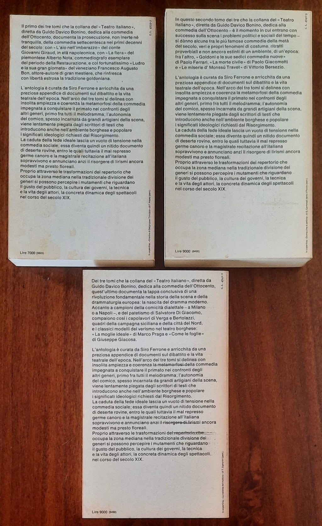 Il teatro italiano. La commedia e il dramma borghese dell’Ottocento - 3 vol.