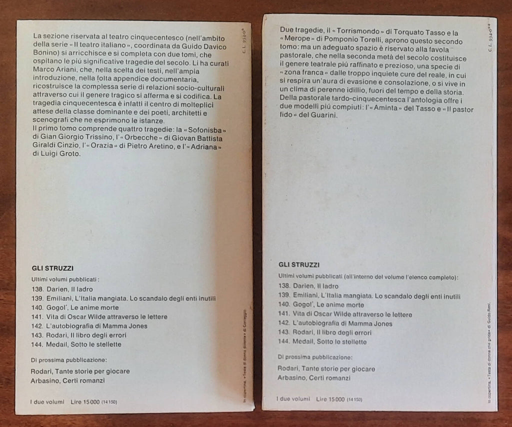 Il teatro italiano. La tragedia del Cinquecento - 2 vol.