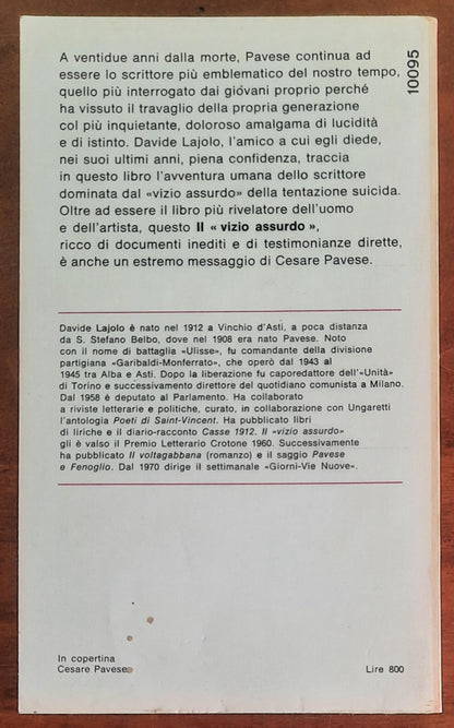 Il vizio assurdo. Storia di Cesare Pavese - di Davide Lajolo - Mondadori