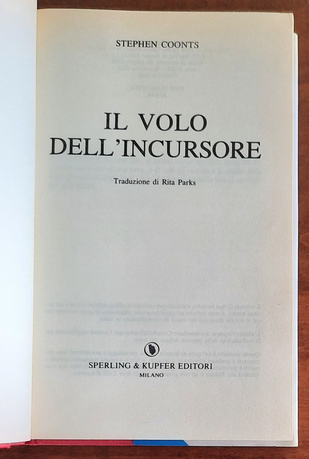 Il volo dell’incursore di Stephen Coonts - Sperling & K. - 1988