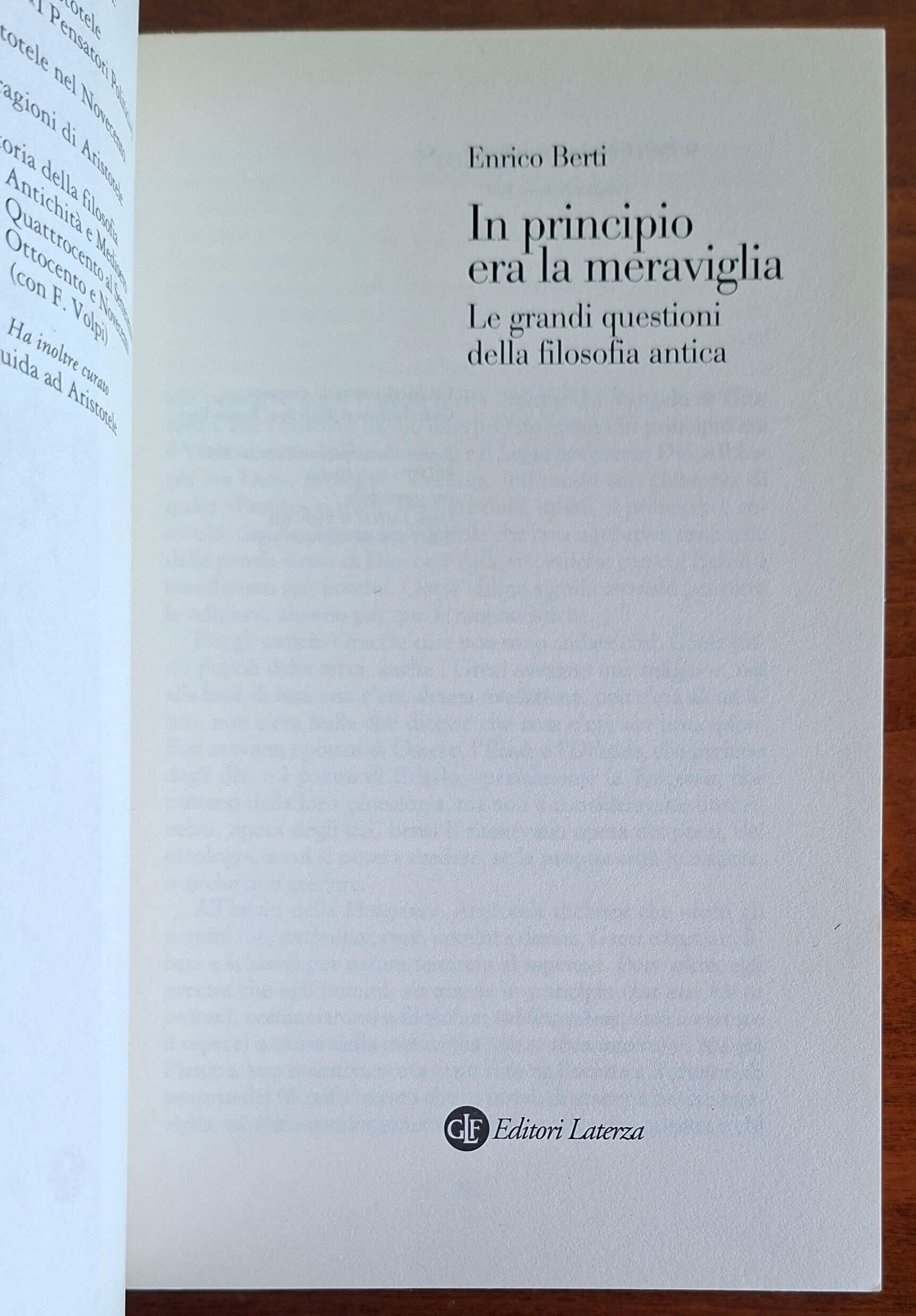 In principio era la meraviglia. Le grandi questioni della filosofia antica