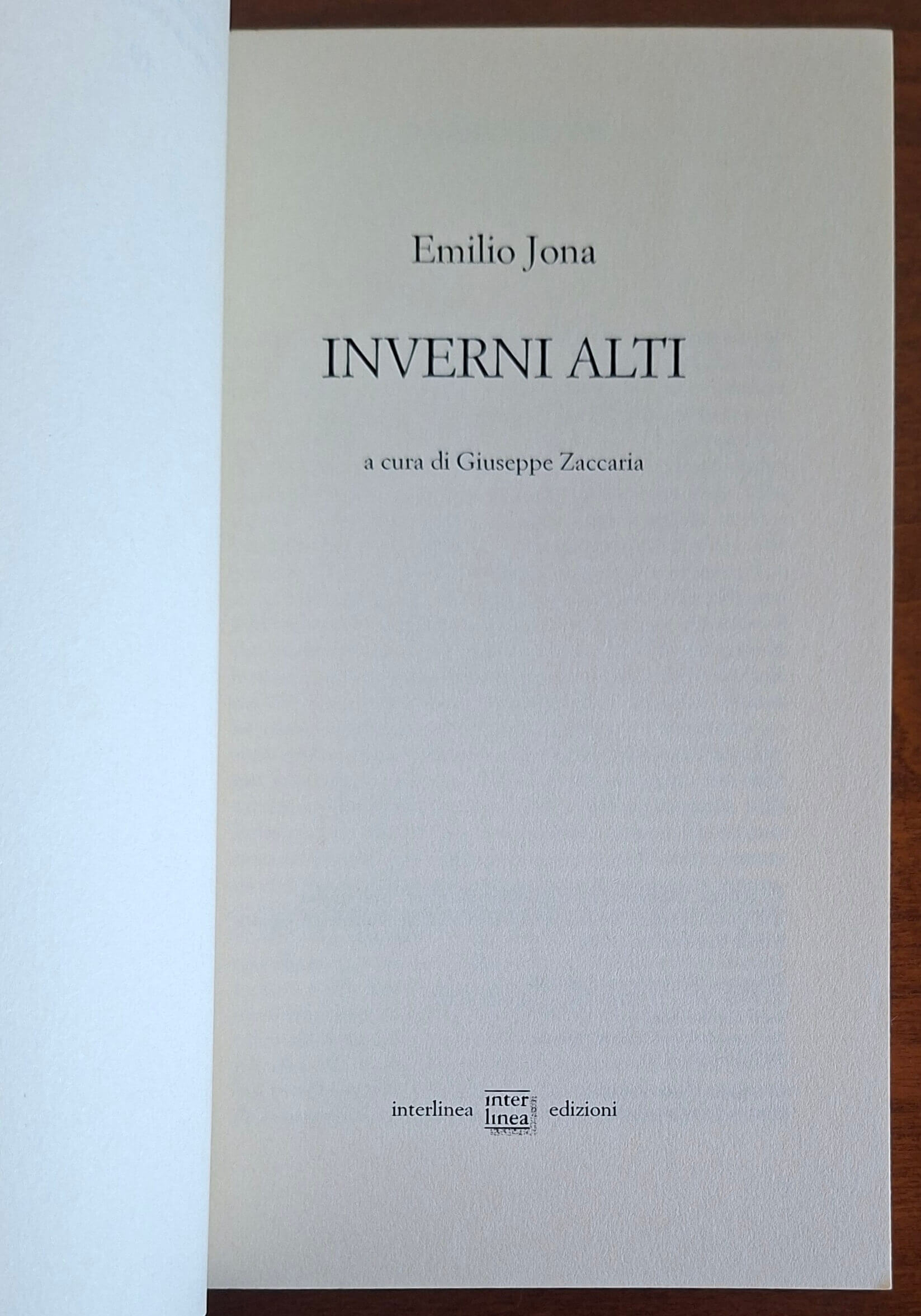 Inverni alti - di Emilio Jona - Interlinea Edizioni