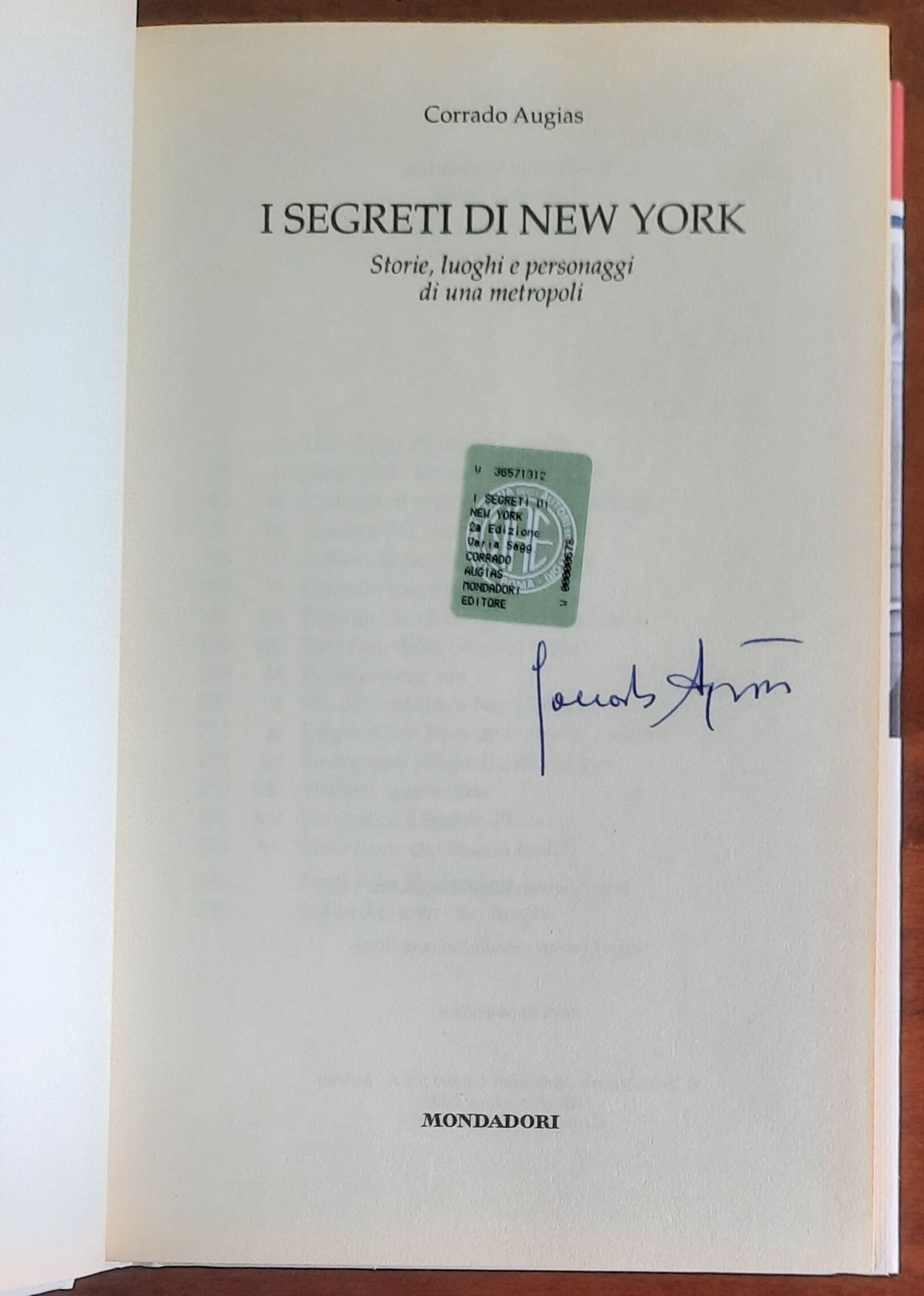 I segreti di New York - di Corrado Augias - con firma dell'Autore