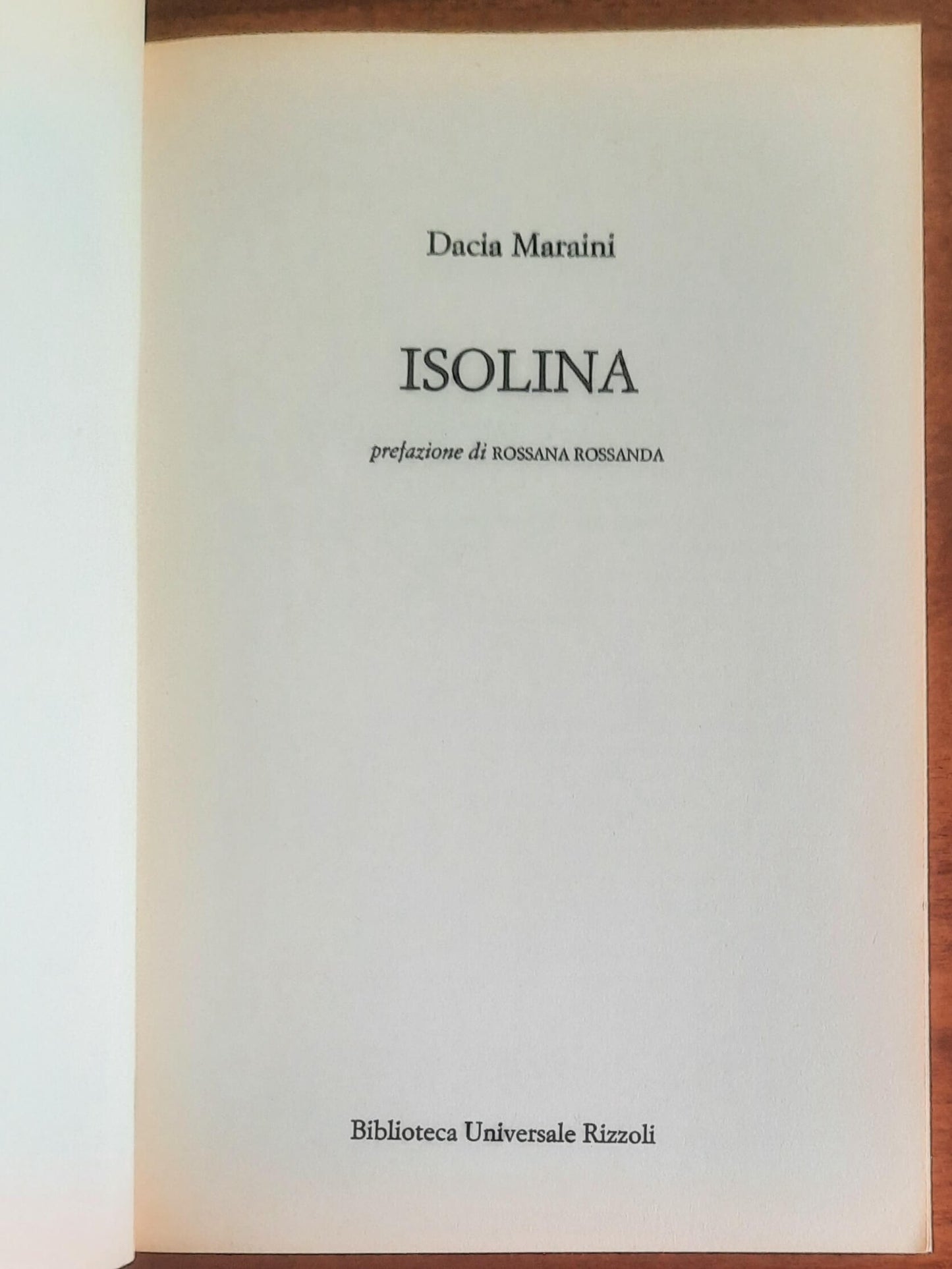 Isolina - di Dacia Maraini - B.U.R.