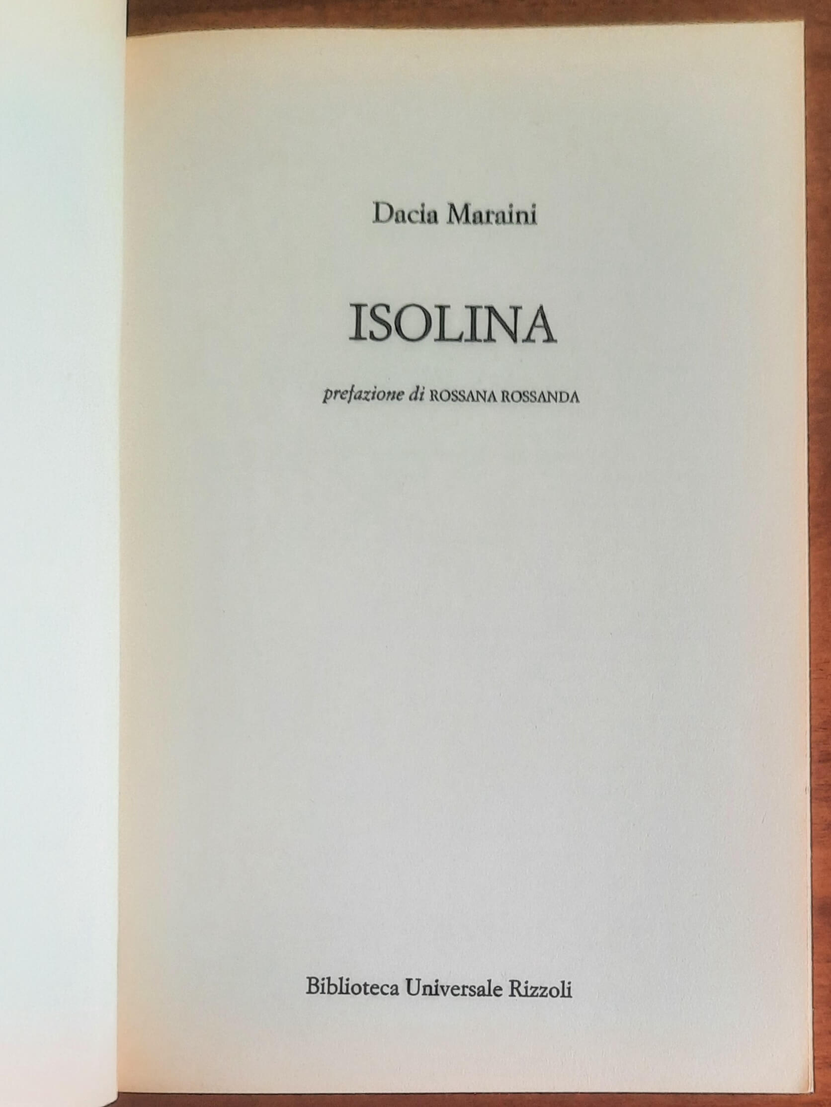 Isolina - di Dacia Maraini - B.U.R.