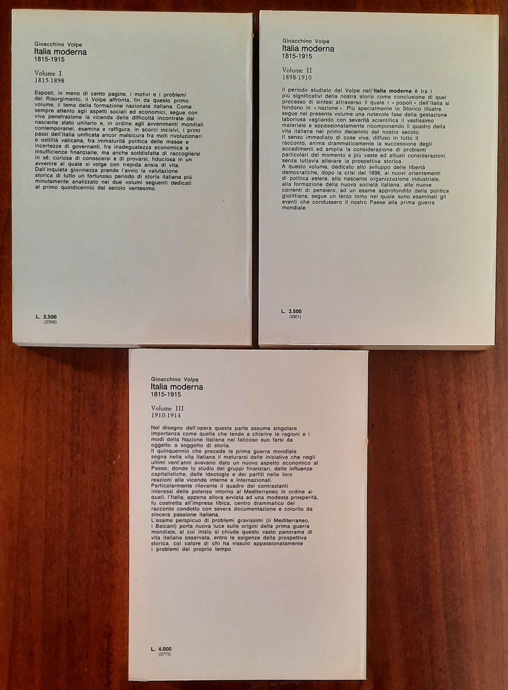 Italia moderna 1815-1898 - 1898-1910 - 1910-1914 - in 3 vol. - Sansoni