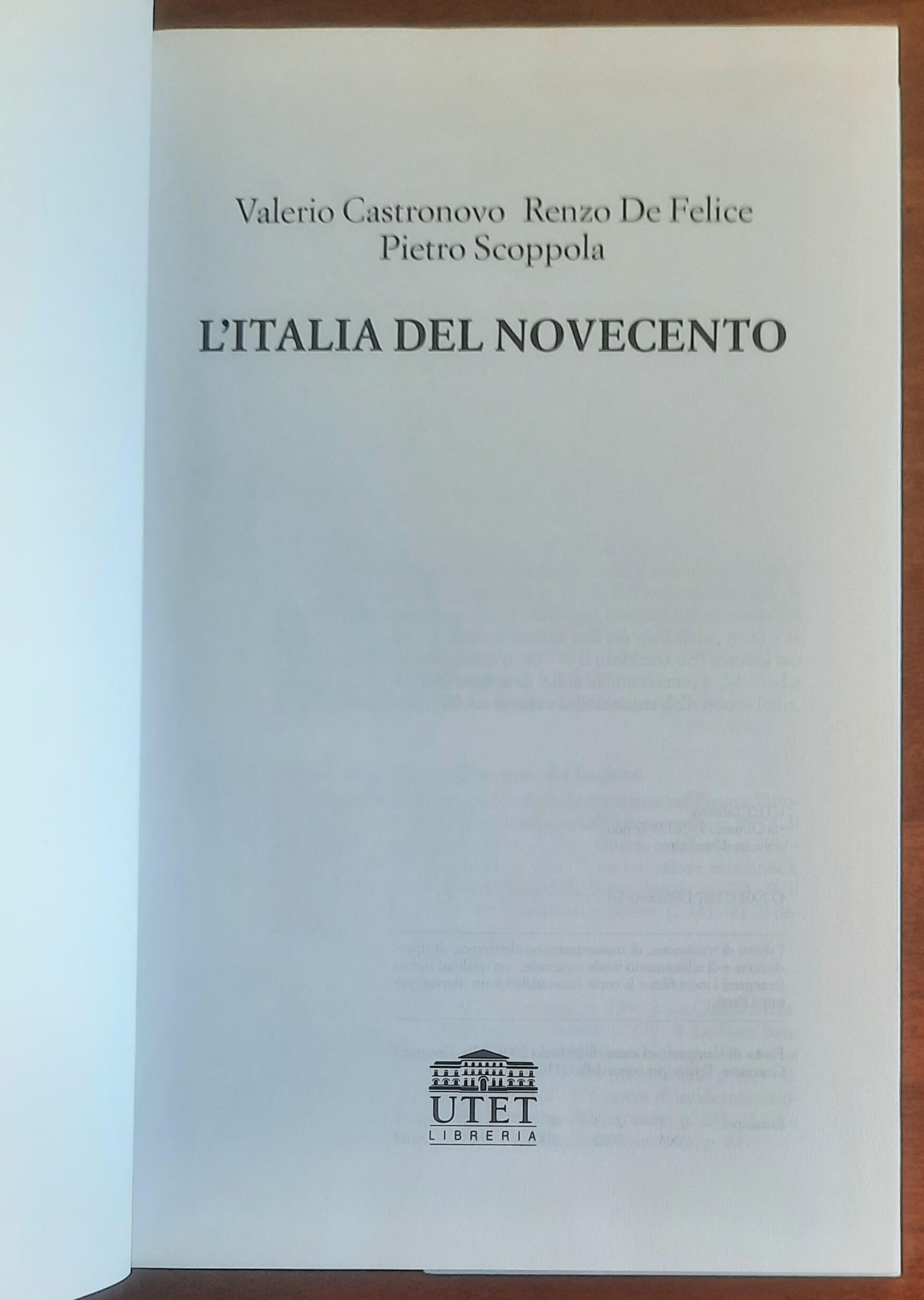 L'Italia del Novecento - Castronovo, De Felice, Coppola - UTET