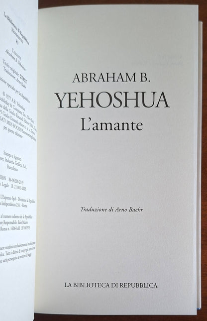 L'amante - di Abraham B. Yehoshua - Biblioteca Di Repubblica