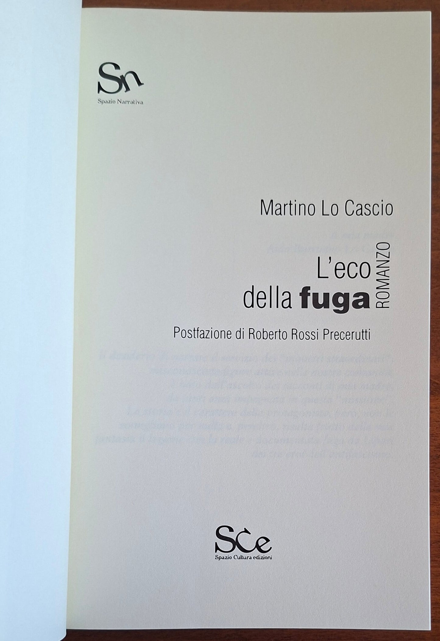 L'eco della fuga - di Martino Lo Cascio - Spazio Cultura Edizioni