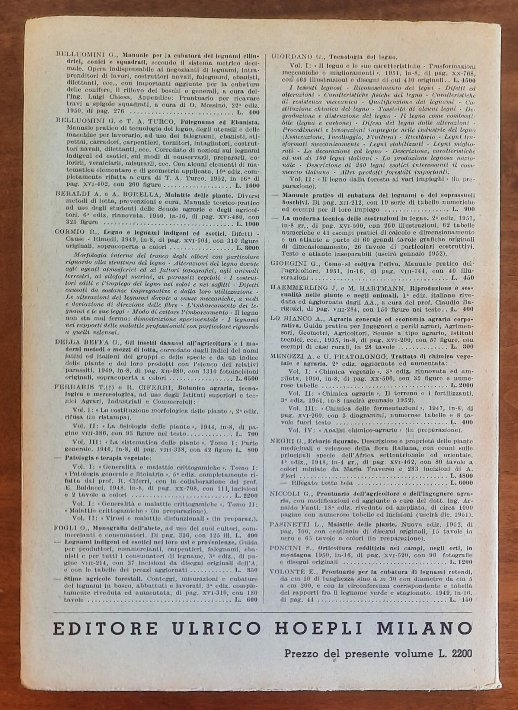 L’identificazione dei legnami - Giovanni Cecchini - Hoepli