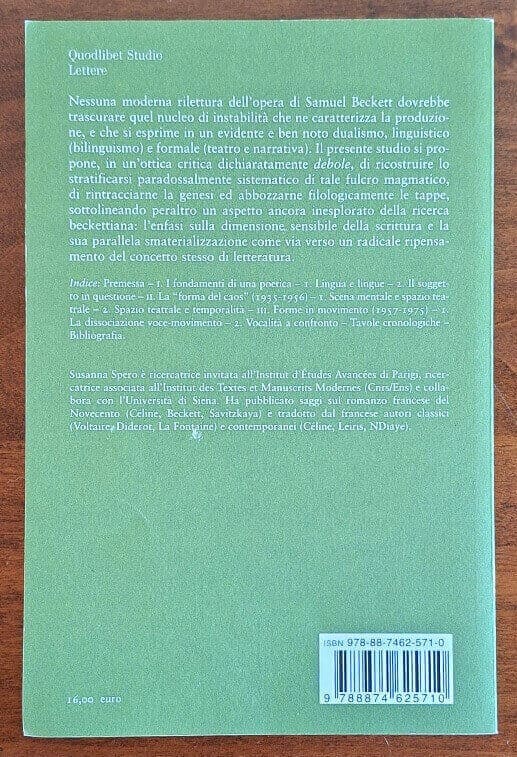 L’invenzione di una forma. Poetica dei generi nell’opera di Samuel Beckett