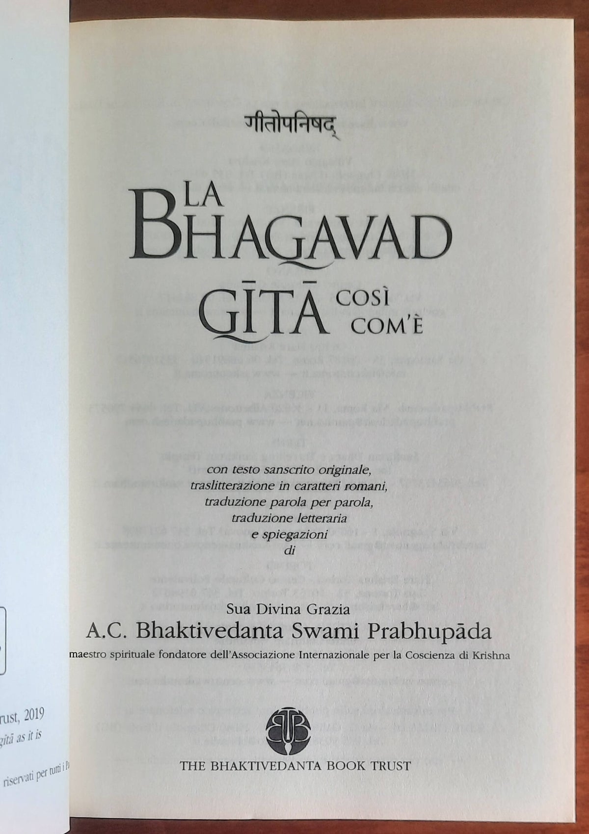 La Bhagavad Gita così com'è - The Bhaktivedanta Book Trust
