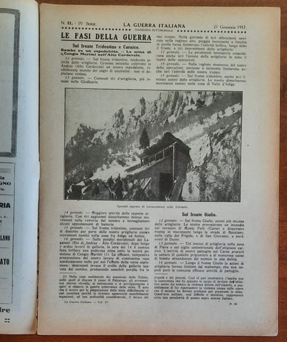 La Guerra Italiana Cronistoria Illustrata degli Avvenimenti - 21 Gennaio 1917 - IV Serie n.11 - Sonzogno