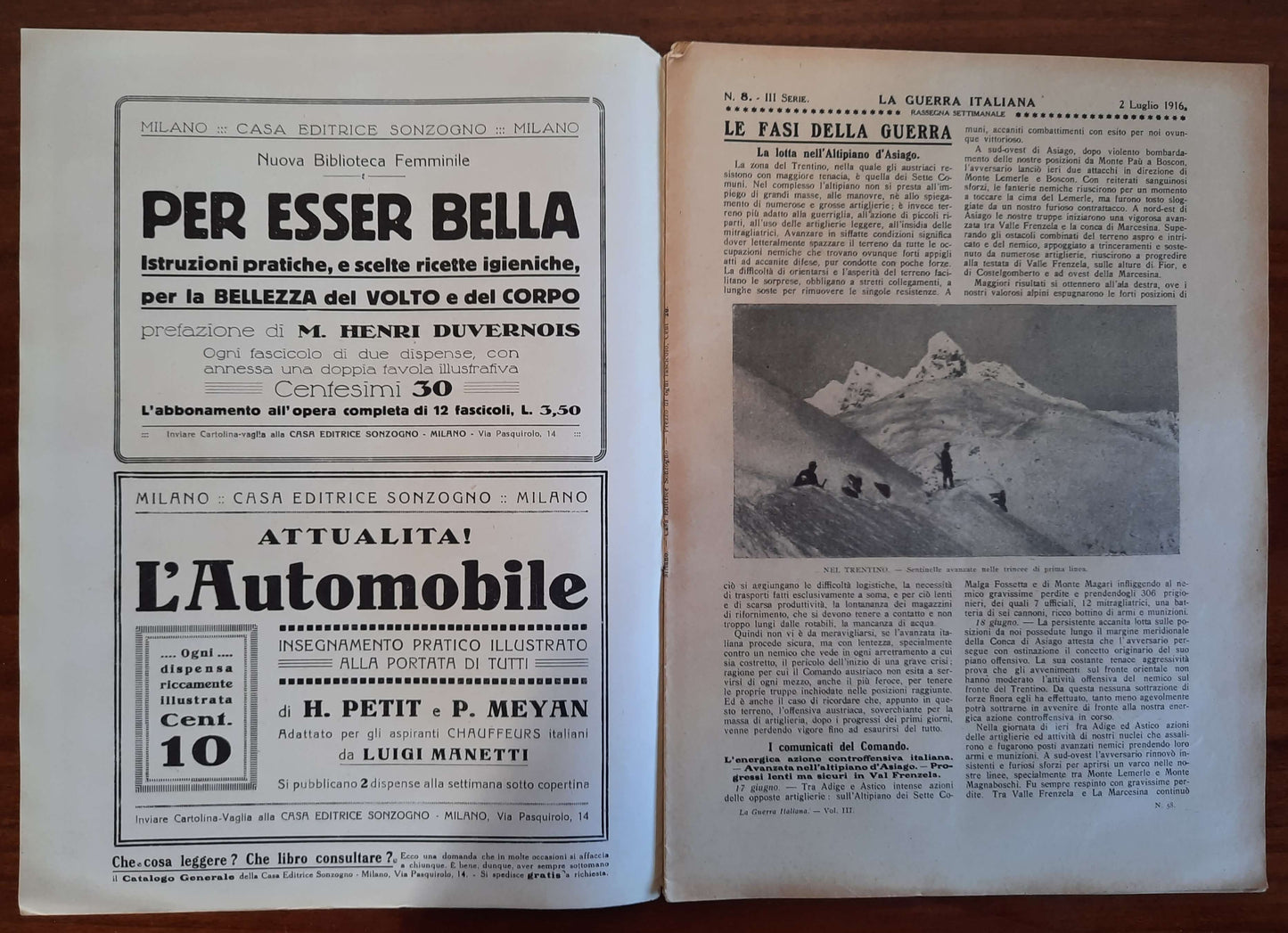 La Guerra Italiana Cronistoria Illustrata degli Avvenimenti - 2 Luglio 1916 - III Serie n.8 - Sonzogno