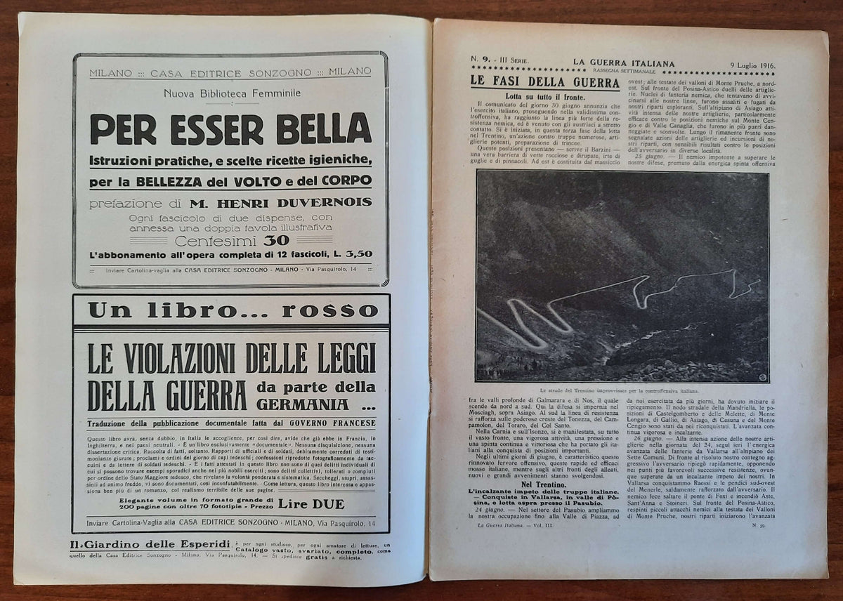 La Guerra Italiana Cronistoria Illustrata degli Avvenimenti - 9 Luglio 1916 - III Serie n.9 - Sonzogno