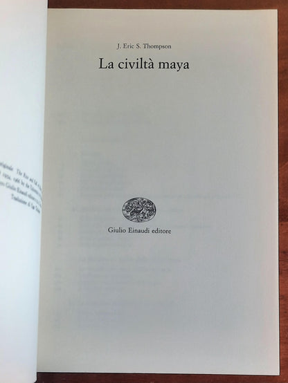 La civiltà Maya - di J. Erik S. Thompson - Einaudi