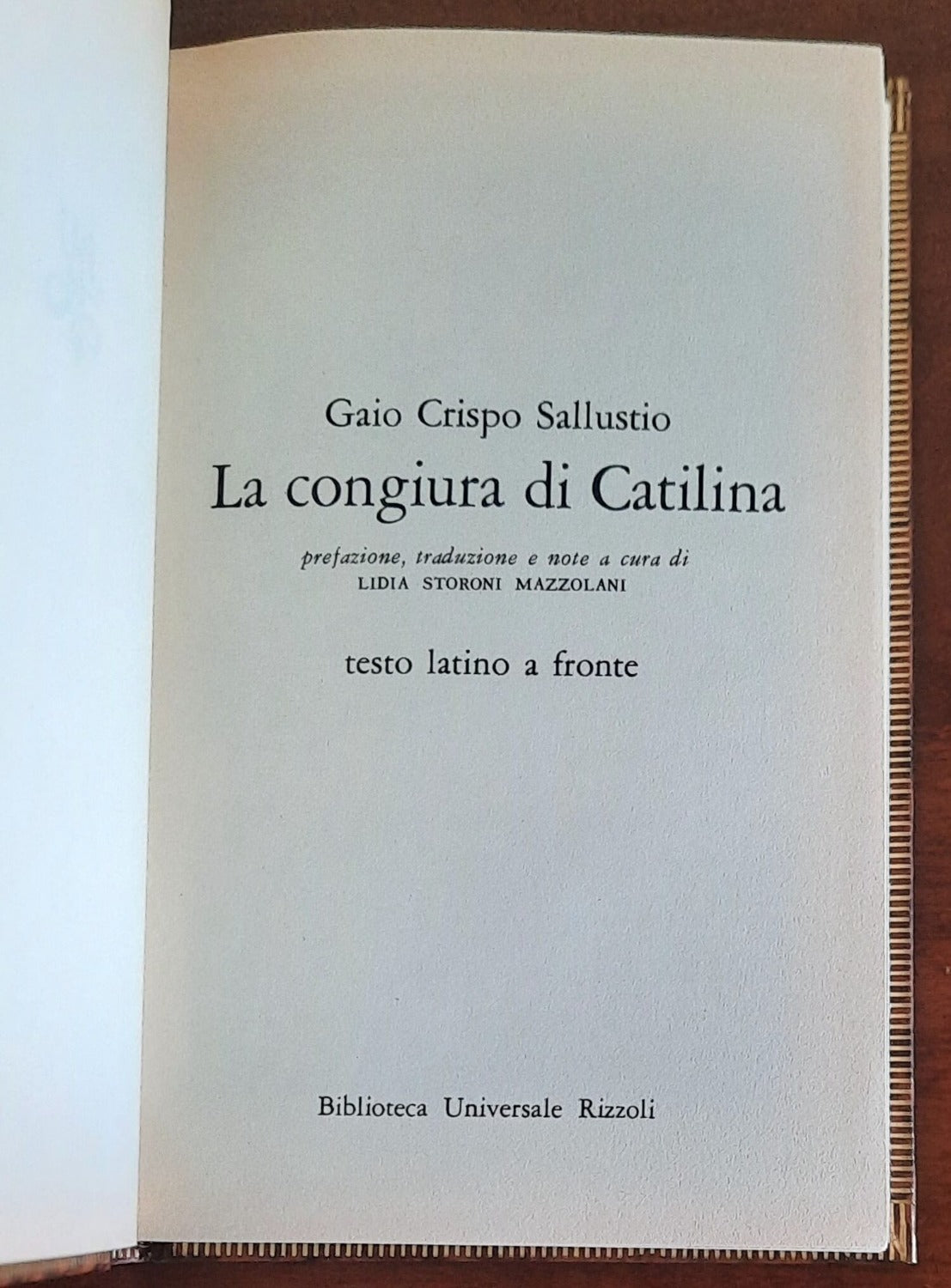 La congiura di Catilina - di Gaio Crispo Sallustio - B.U.R. - 1980