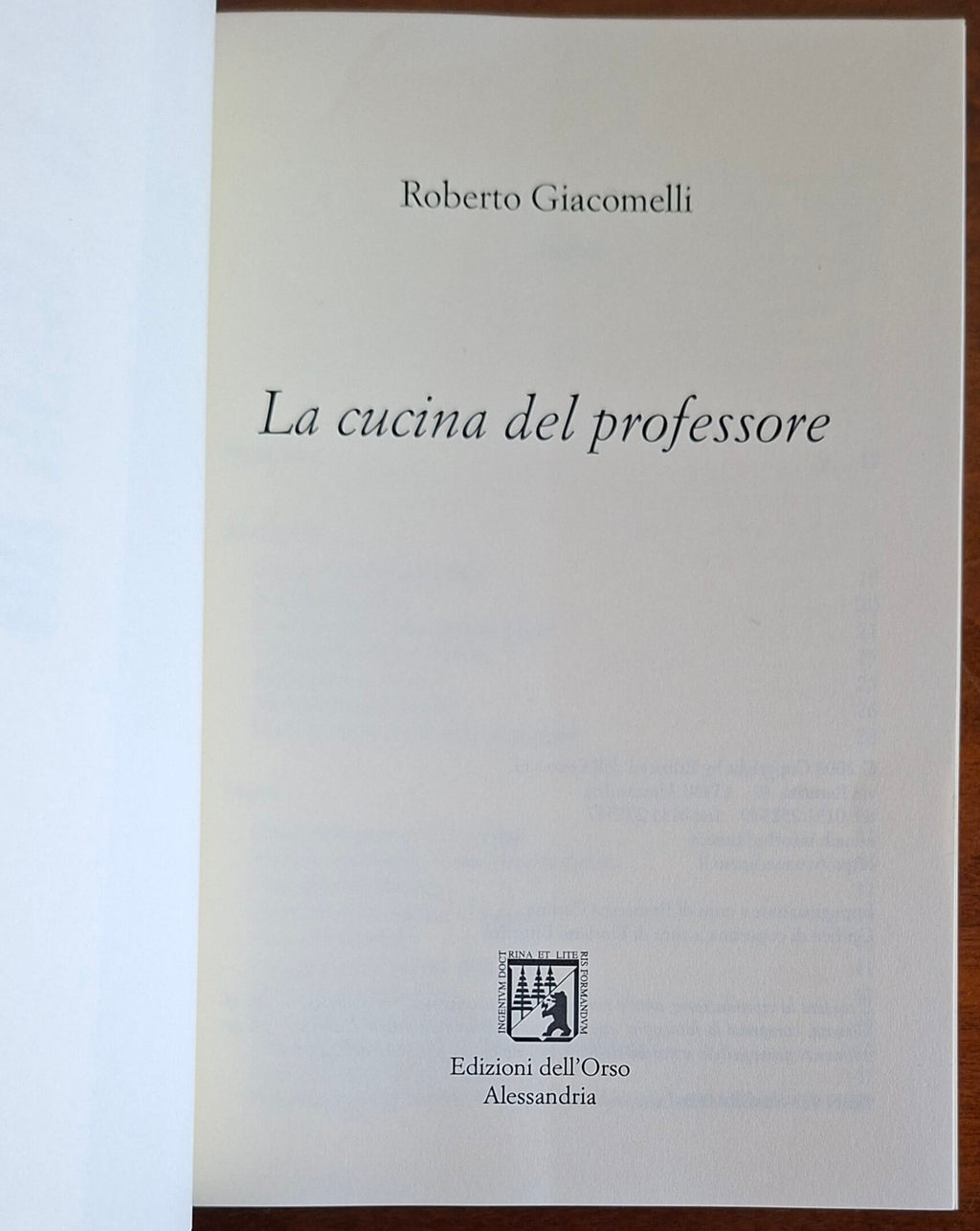 La cucina del professore - Roberto Giacomelli - Edizioni dell'Orso